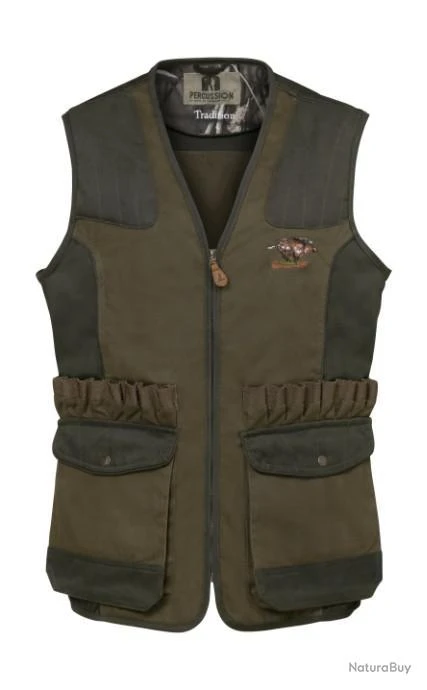 GILET TRADITION KAKI BRODE SANGLIER 3XL (237.12151)
