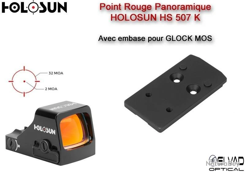 Point Rouge Panoramique HOLOSUN HS507K - Pour Glock MOS 3 Point Rouge Panoramique HOLOSUN HS507K - Pour Glock MOS