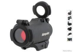 Viseur Aimpoint Point Rouge Micro H-2 + Embase Extra Pour Fusil Semi Auto Carcasse Fraise - Noir
