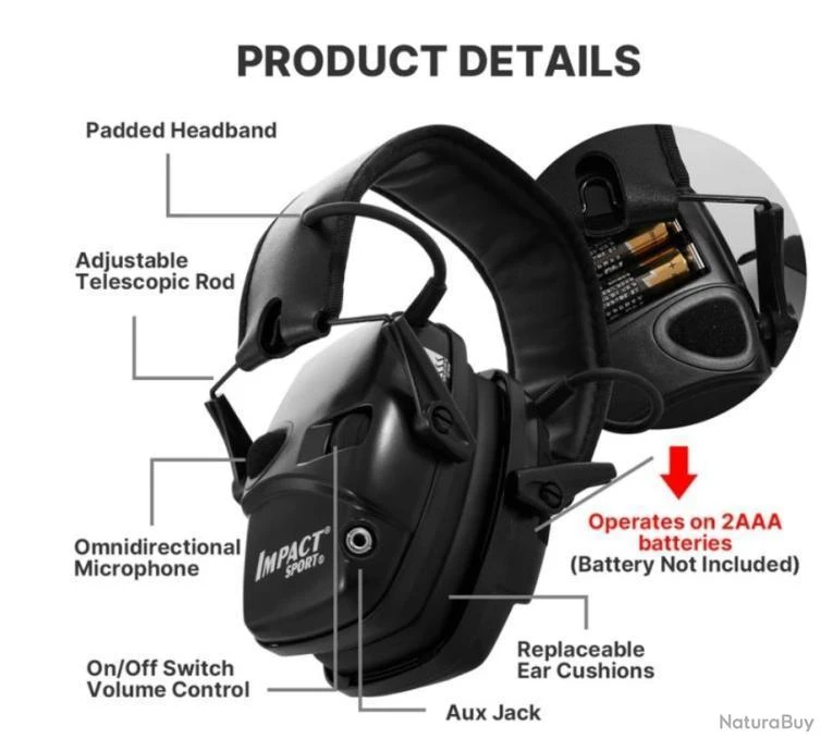 Casque Anti-Bruit électronique IMPACT SPORT Coloris NOIR....1 Euro 4 Casque Anti-Bruit électronique IMPACT SPORT Coloris NOIR....1 Euro – Image 2