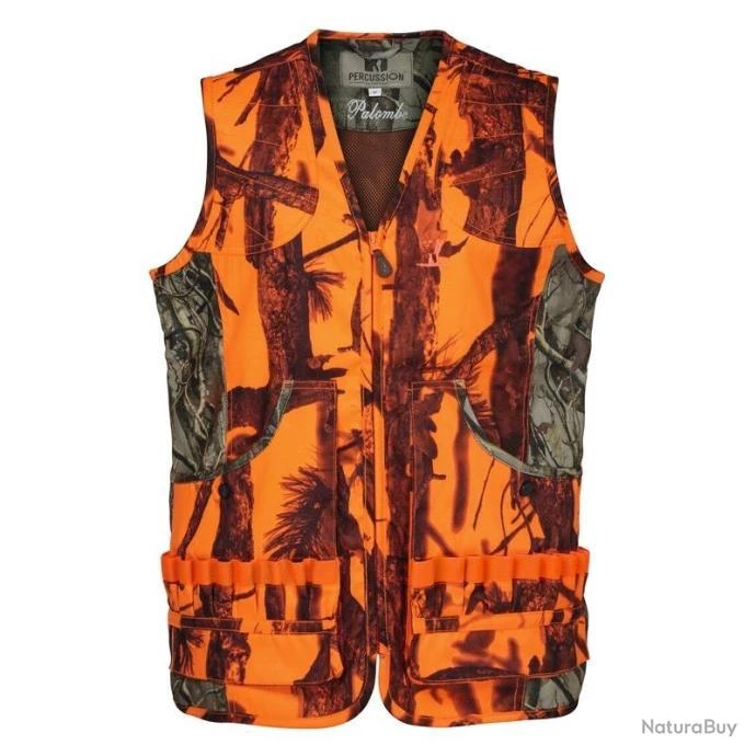 GILET DE CHASSE PERCUSSION PALOMBE ORANGE TAILLE 3XL