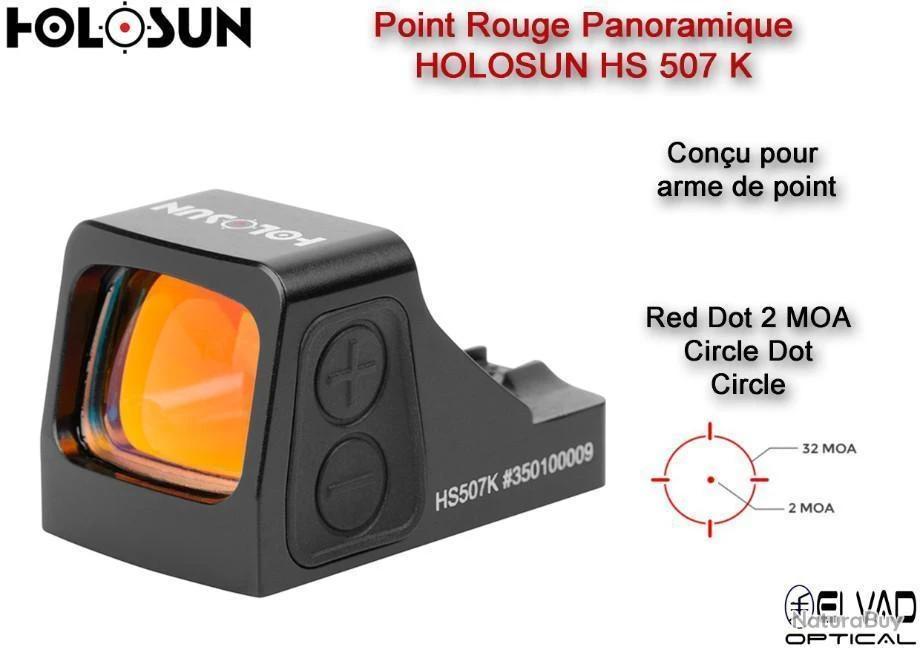 Point Rouge Panoramique HOLOSUN HS507K - Pour Glock MOS 4 Point Rouge Panoramique HOLOSUN HS507K - Pour Glock MOS – Image 2