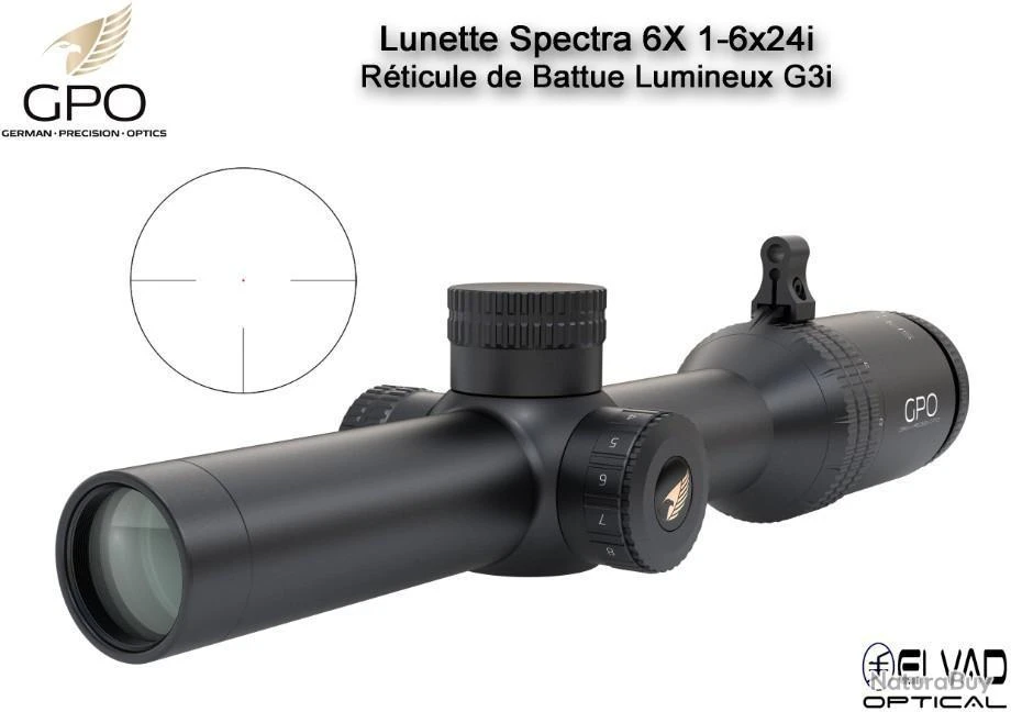 Lunette Chasse GPO SPECTRA 6X 1-6x24i - Réticule Lumineux G3i Drive 3 Lunette Chasse GPO SPECTRA 6X 1-6x24i - Réticule Lumineux G3i Drive