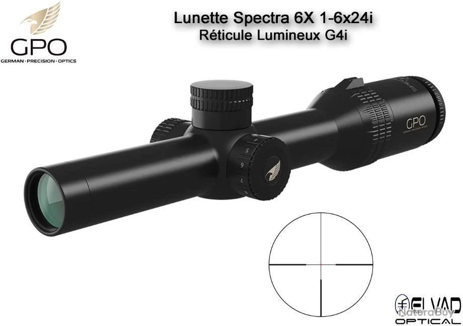 Lunette Chasse GPO SPECTRA 6X 1-6x24i - Réticule Lumineux G4i Par Fibre Optique 3 Lunette Chasse GPO SPECTRA 6X 1-6x24i - Réticule Lumineux G4i Par Fibre Optique