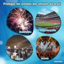 Lot De X2 Casque Anti-bruit Enfant Protection Auditive Feux D'artifices Concert Autisme BLEU -Chasse Offres Boutique 00007 Lot de x2 Casque anti bruit enfant Protection auditive Feux d artifices Concert Autisme BLEU