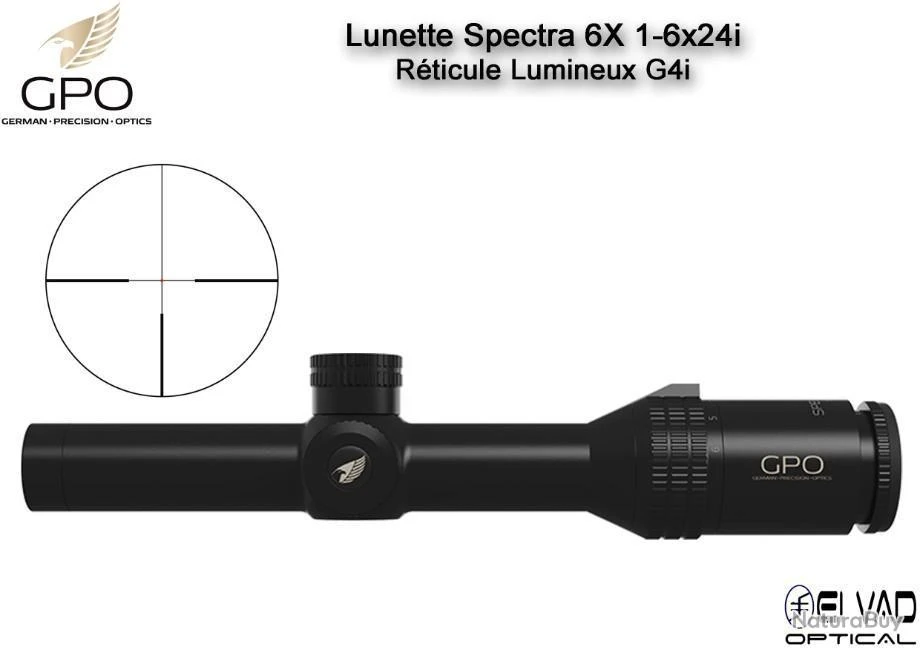 Lunette Chasse GPO SPECTRA 6X 1-6x24i - Réticule Lumineux G4i Par Fibre Optique 5 Lunette Chasse GPO SPECTRA 6X 1-6x24i - Réticule Lumineux G4i Par Fibre Optique – Image 3