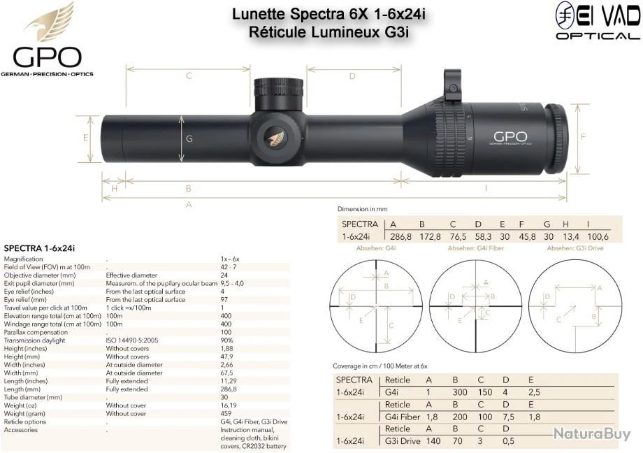 Lunette Chasse GPO SPECTRA 6X 1-6x24i - Réticule Lumineux G3i Drive 6 Lunette Chasse GPO SPECTRA 6X 1-6x24i - Réticule Lumineux G3i Drive – Image 4